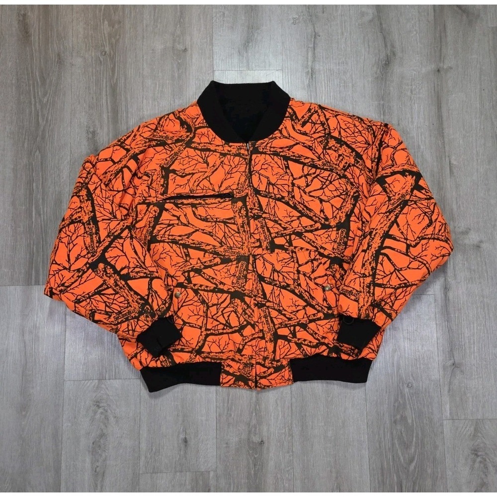 Vintage Cabelas Blaze Orange Jacket Mens XL Snap Button Hunting Reversible